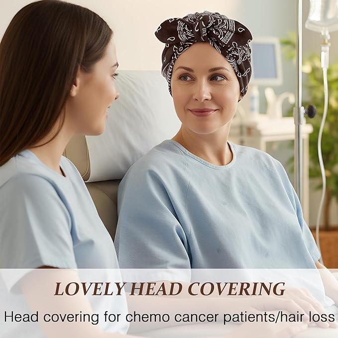 Ababalaya Satin Lined Beanies for Women Chemo Headwear Silky Lined Cotton Sleeping Cap