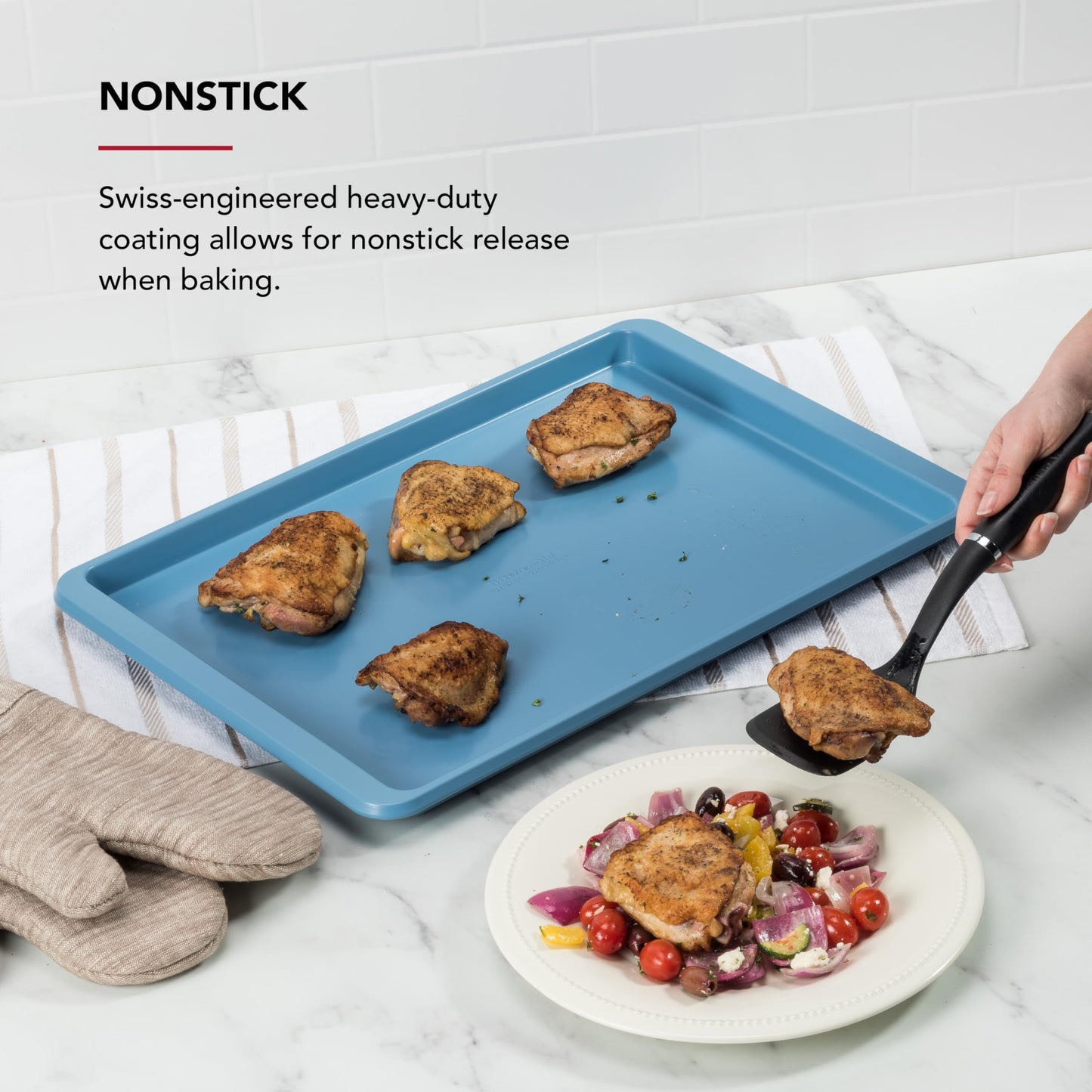 KitchenAid 13x18in Nonstick Aluminized Steel Baking Sheet, Blue Velvet