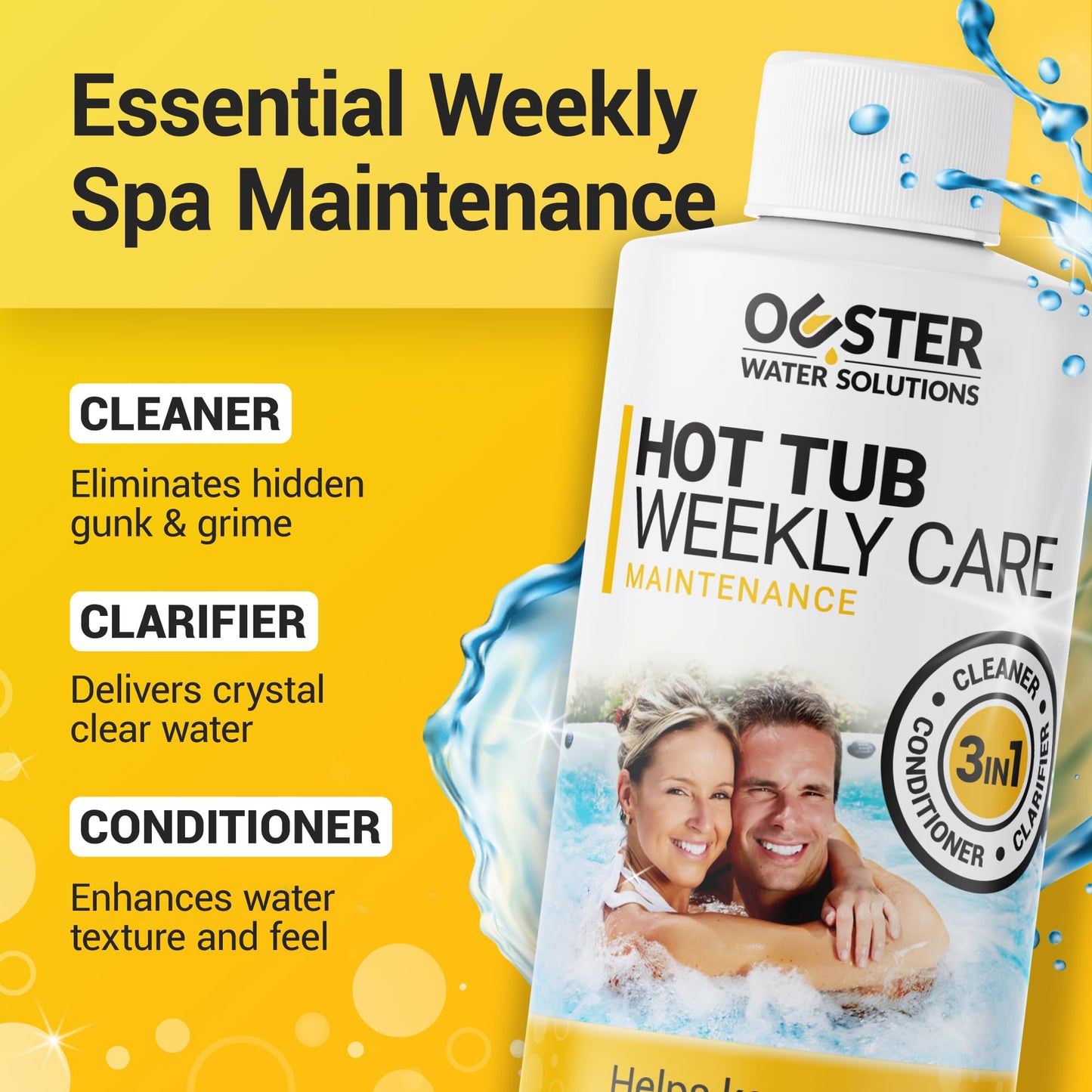 Bio Ouster Hot Tub Chemicals Kit Complete Hot Tub Cleaner Kit with 3in1 Weekly Care, Power Purge Jet Cleaner, Towel, Measuring Cup for Standard and Inflatable Spas Made in USA