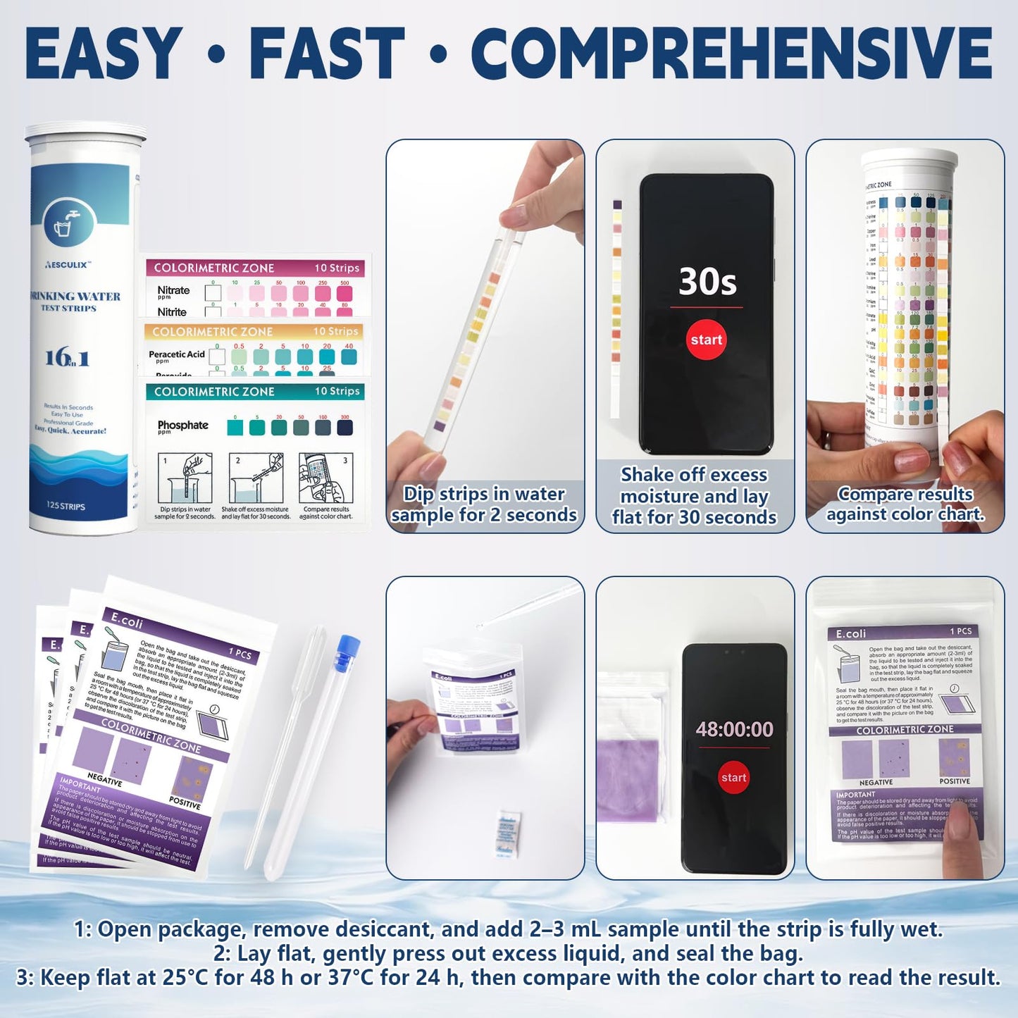 All-New 23 in 1 Drinking Water Testing Kit 158 Strips,Well Water Testing Kit & Water Test Strip for House Water for Hardness，Chlorine,Copper,Iron,Lead,pH and More