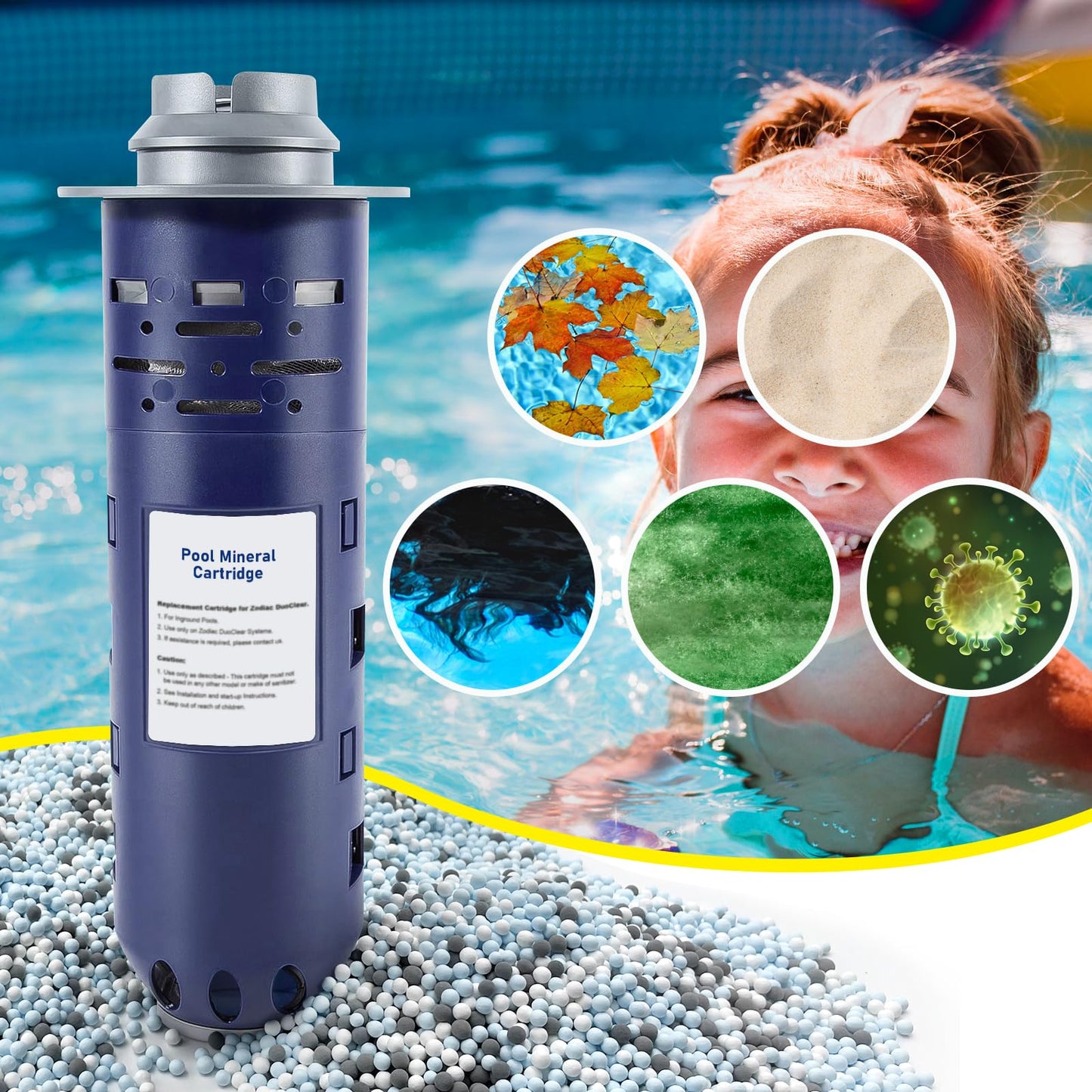 Pool Mineral Cartridge W28000 W28001 W28002 Replacement for Nature2 Duoclear 25 35 for Zodiac DuoClear Fusion, Fusion Soft, Vision Pro System Inground, Purple