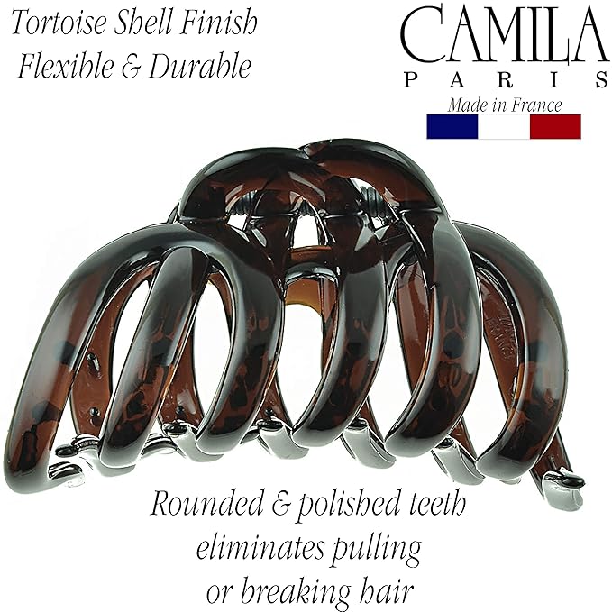 Camila Paris AD718 2PK French Octopus Hair Clip, Large Clips for Thick Hair, Girls Big Claw Clip for Long Hair, Durable Women's Clips With Strong No-Slip Grip, Made in France