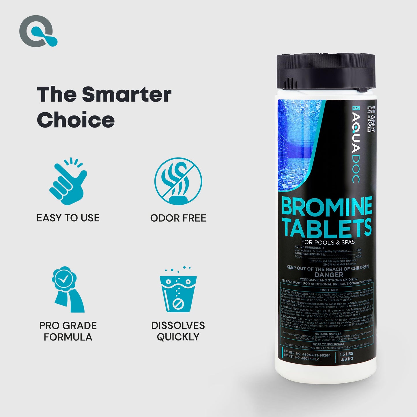 AquaDoc Bromine Tablets for Hot Tub & Spa - 1.5lbs Sanitizing Bromine Recommended for Hot Tubs