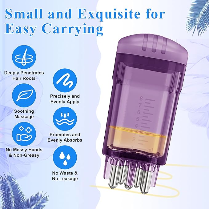 2 PCS Minoxidil Applicators with Cleaning Brush and Dropper, Anglecai Scalp Applicator Comb for Hair Oil Applicator Brush, Minoxidil Brushes for Scalp Applicator Comb for Hair Growth (Purple+Blue)