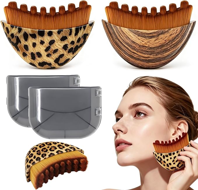 2PCS Lymphatic Drainage Gua Sha Face Brush for Sculpting, Lymphatic Contour Face Brush for Reduce Puffiness & Lift, Super Soft Manual Massager for Facial Cleansing with Portable Case