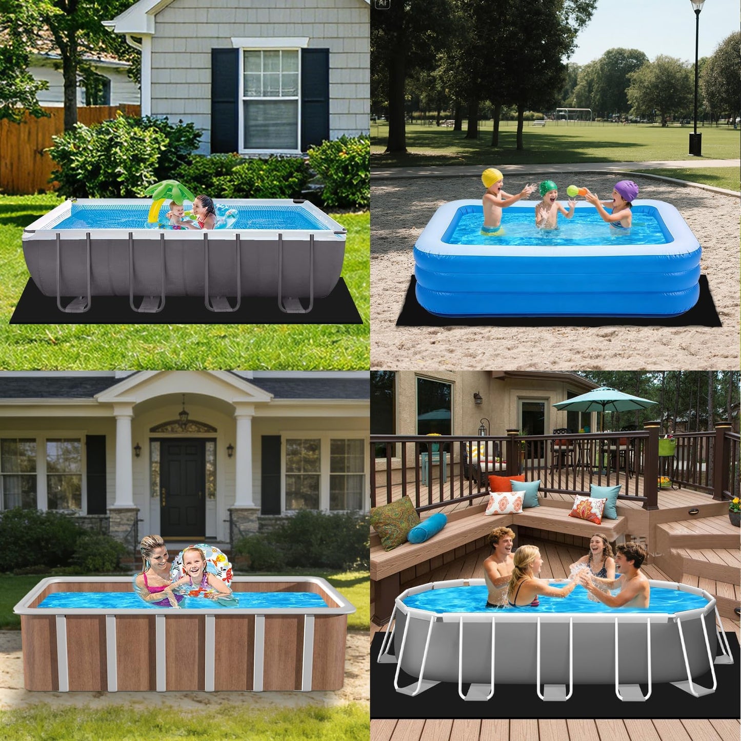 Safana Upgrade Thicken 10 x 16 ft Rectangular Pool Liner Pad for Rectangle/Oval Above Ground Pool, 300g/㎡ Seamless Swimming Pool Mat, Under Pool Padding, Puncture Protection, Extend Liner Life