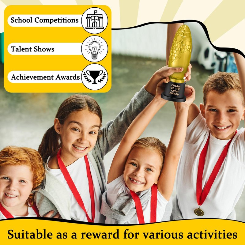 Tondiamo Small Trophy Celebrate the Top Award 6 Inch Tall Plastic MVP Funny Game Small Trophy and Awards for Employees Boss Custom Competition Gifts(Corn)