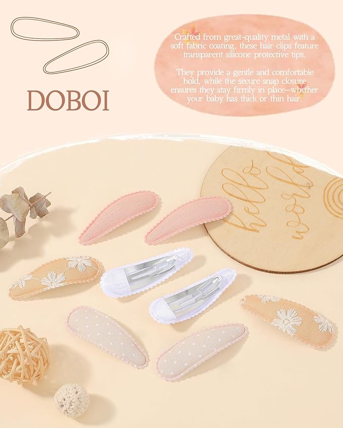 doboi 40Pcs Toddler Hair Clips Hair Barrettes Baby Girls Hair Bows Clips Floral Print Non Slip Snap Hairpins Flower Hair Clips for Girls Kids Toddler Hair Accessories