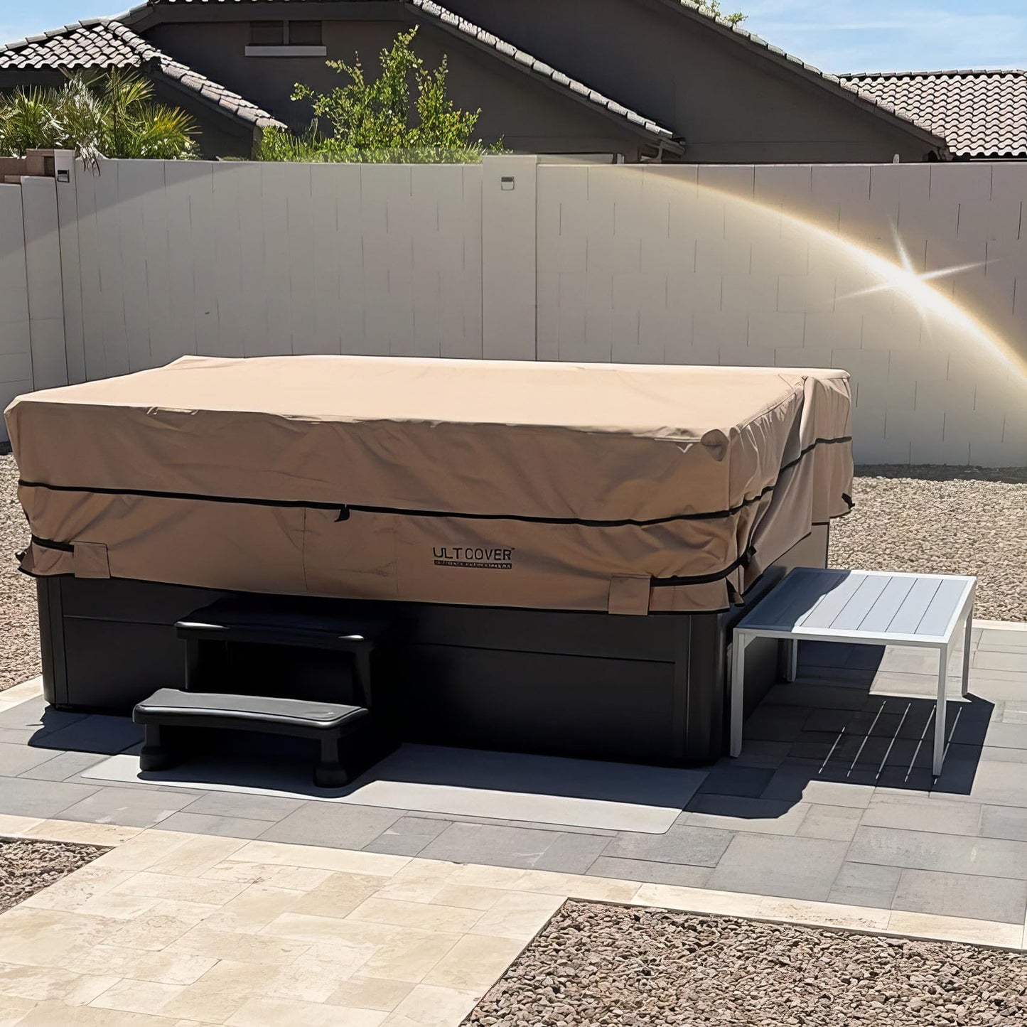 ULTCOVER Waterproof 600D Polyester Square Hot Tub Cover Outdoor SPA Covers 85 x 85 inch