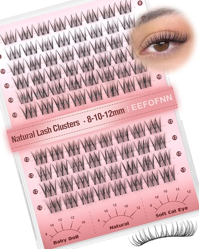Lash Clusters Natural Eyelash Clusters Wispy Lashes Clusters C Curl Cluster Eyelash Extensions 8-14mm Lash Cluster Invisible Band Individual Lashes Bunny Cluster Lashes by Eefofnn