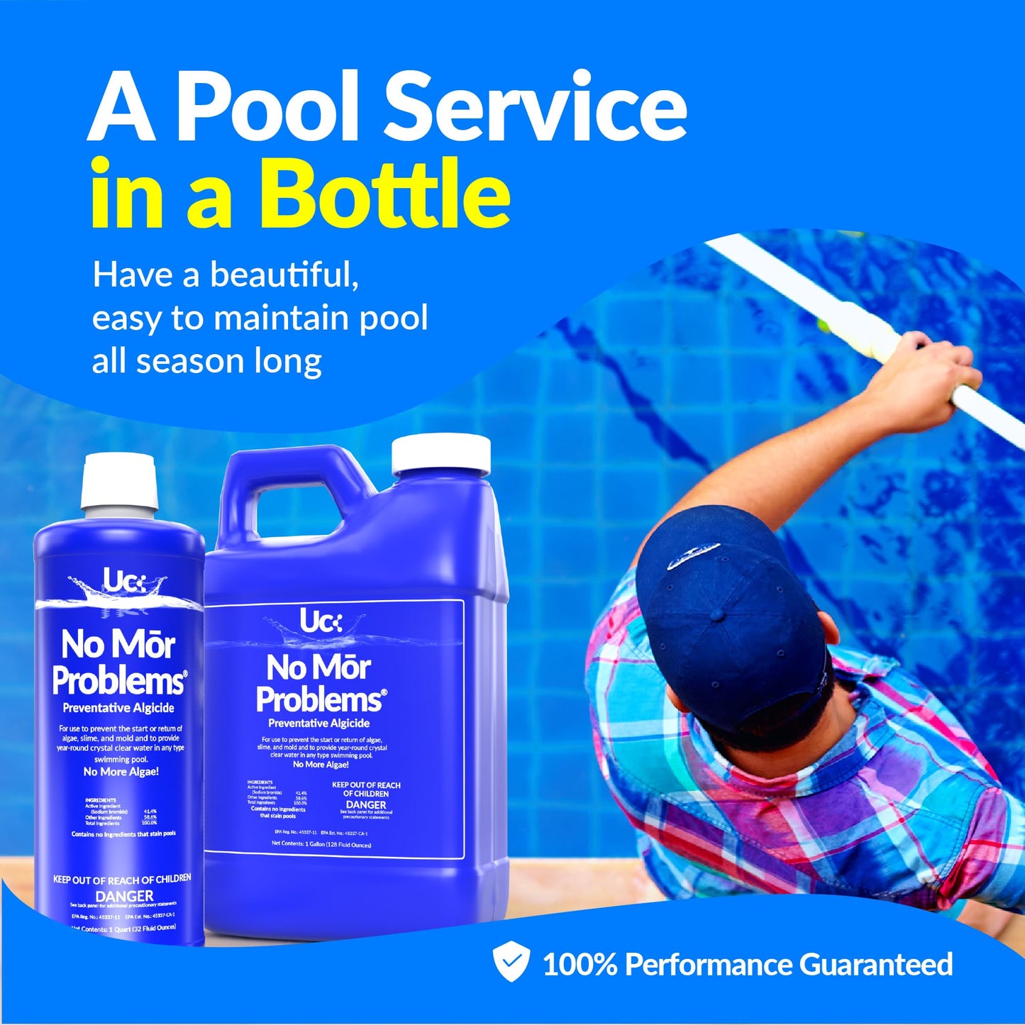 No Mor Problems | Swimming Pool Preventative Algaecide | 2 Quarts Pack