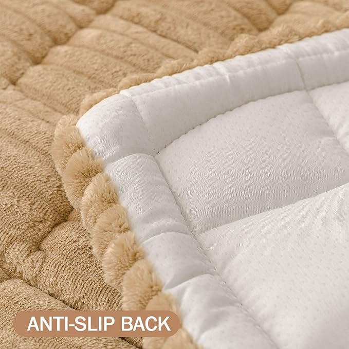 Smiry Couch Cover for Dogs Washable, Non Slip Fuzzy Pet Couch Covers for 3 Cushion Sofa Pet Friendly, Thick Soft Sofa Slipcovers Cushion Protector (Camel, 27.6" x 47")