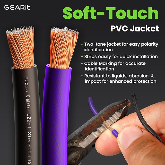 GEARit Pro Series 16AWG Speaker Wire, 16 Gauge Speaker Wire Cable (100 Feet / 30 Meters) Great Use for Home Theater Speakers and Car Speakers, Transparent Black/Purple