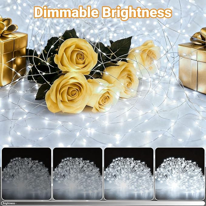 litogo 6 Pack Fairy Lights Battery Operated with Timer, 33FT 100LED Twinkle String Lights USB-C Powered 8 Modes Dimmable for Indoor Bedroom Centerpiece Wedding Classroom Dorm Christmas Decorations