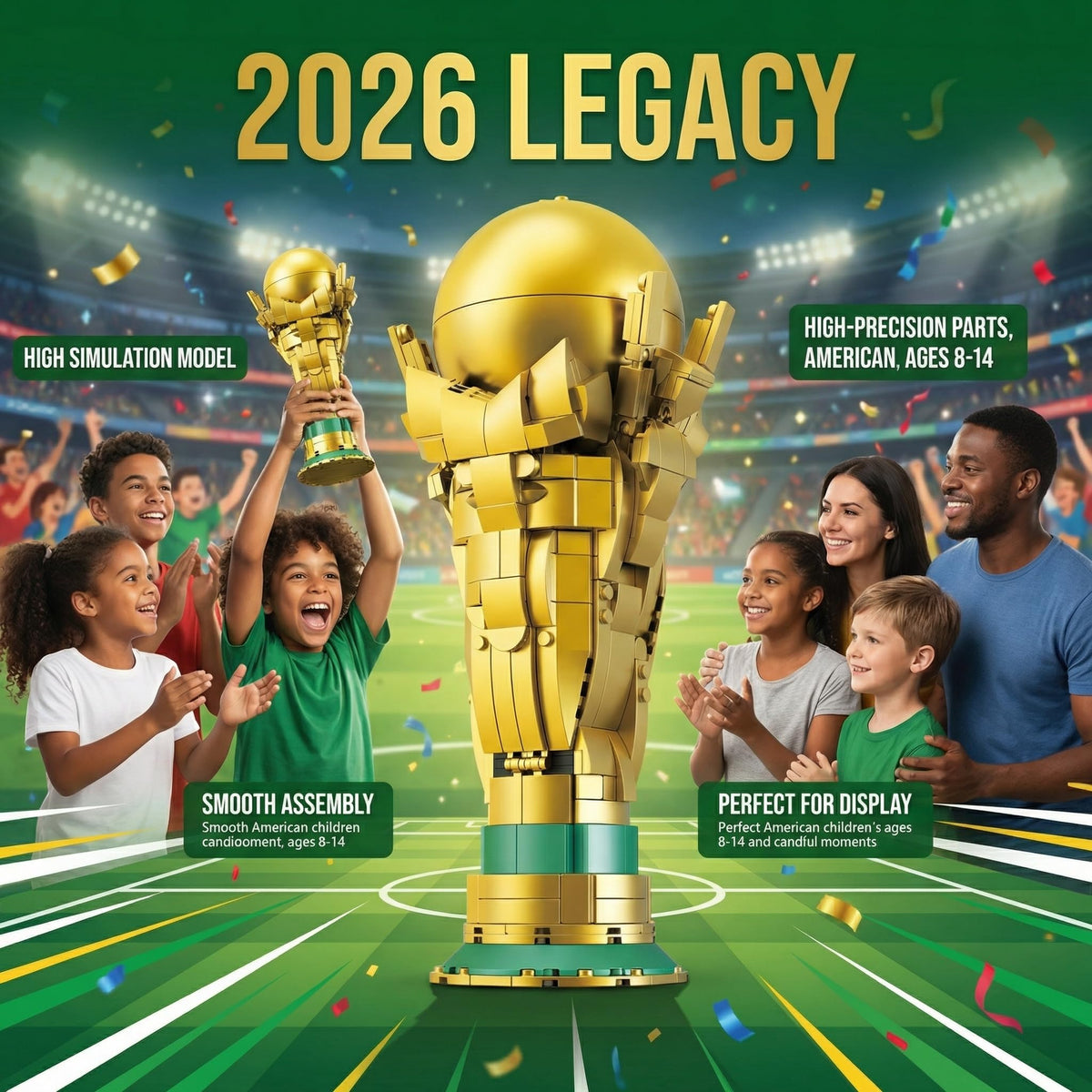 Lovinkiki Soccer Trophy Building Set - STEM Golden Footballl Cup Model for Display Iconic Gold Sports Desk, Home Decoration for Soccer Fans - 446PCS