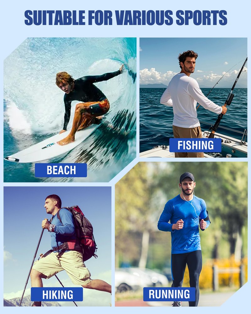 SUNTASY Men's Long Sleeve UPF 50+ Sun Protection T-Shirt Quick Dry Lightweight Fishing Running Rash Guard White