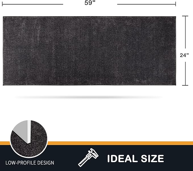 PURRUGS Dirt Trapping Door Mat 24" x 59", Non-Slip Machine Washable Entryway Rug, Dog Doormat, Indoor Front Door Mat, Super Absorbent Entry Rug for Muddy Shoes & Paws, Charcoal