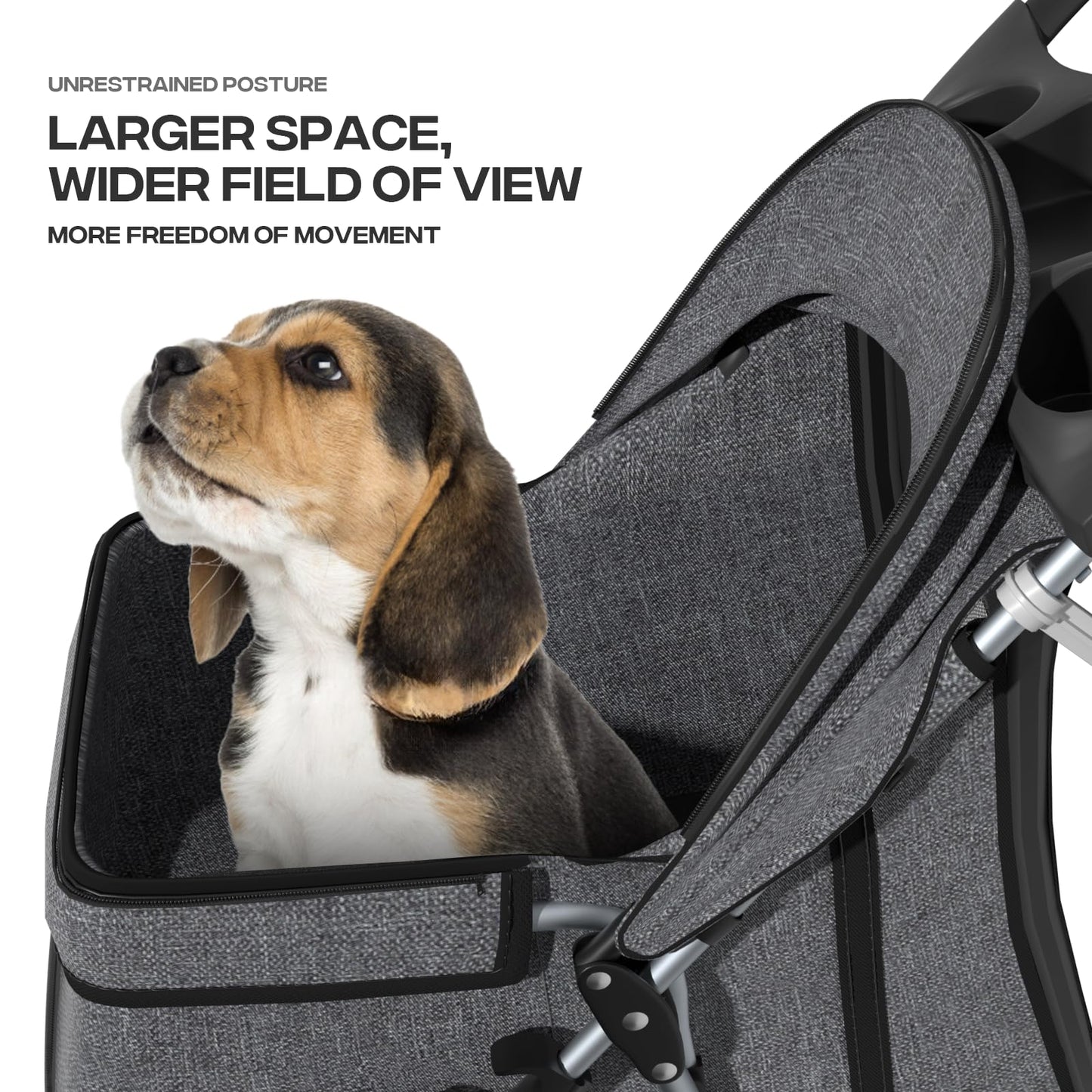 Pet Stroller for Small Dogs 10 lbs, Dog Stroller for Medium Dogs 30 lbs, Cat Strollers for 2 Cats, 3 Wheels Foldable Jogger Puppy Stroller with Storage Basket and Cup Holder, Grey