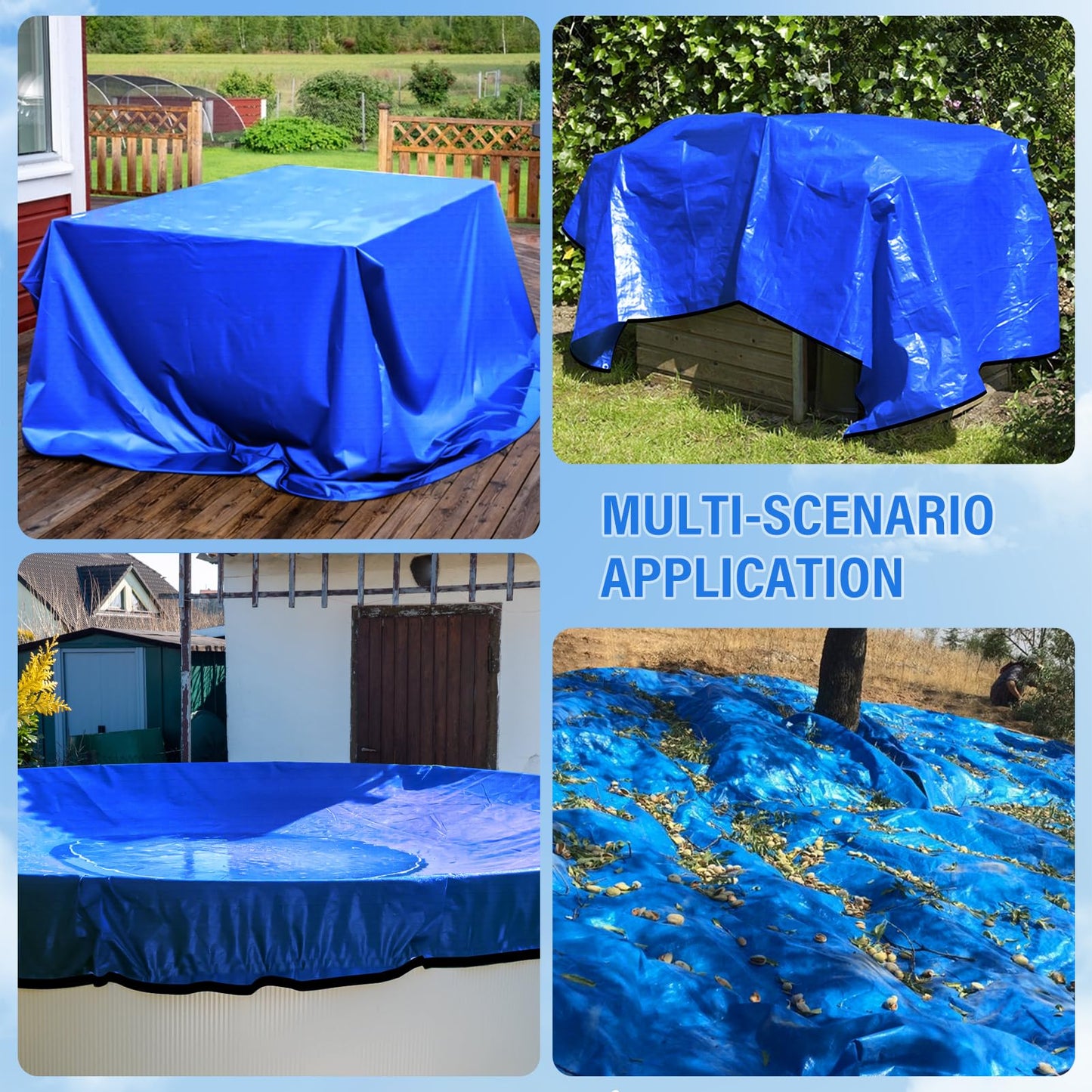 TIXANF 15FT Pool Ground Cloth, 12x12 Mesh Heavy Duty Pool Liner Pad with Anti-Aging PE, Stainless Steel Grommets, Puncture Resistant Under Mat for Above Ground Pools, Tarp for Under Pool