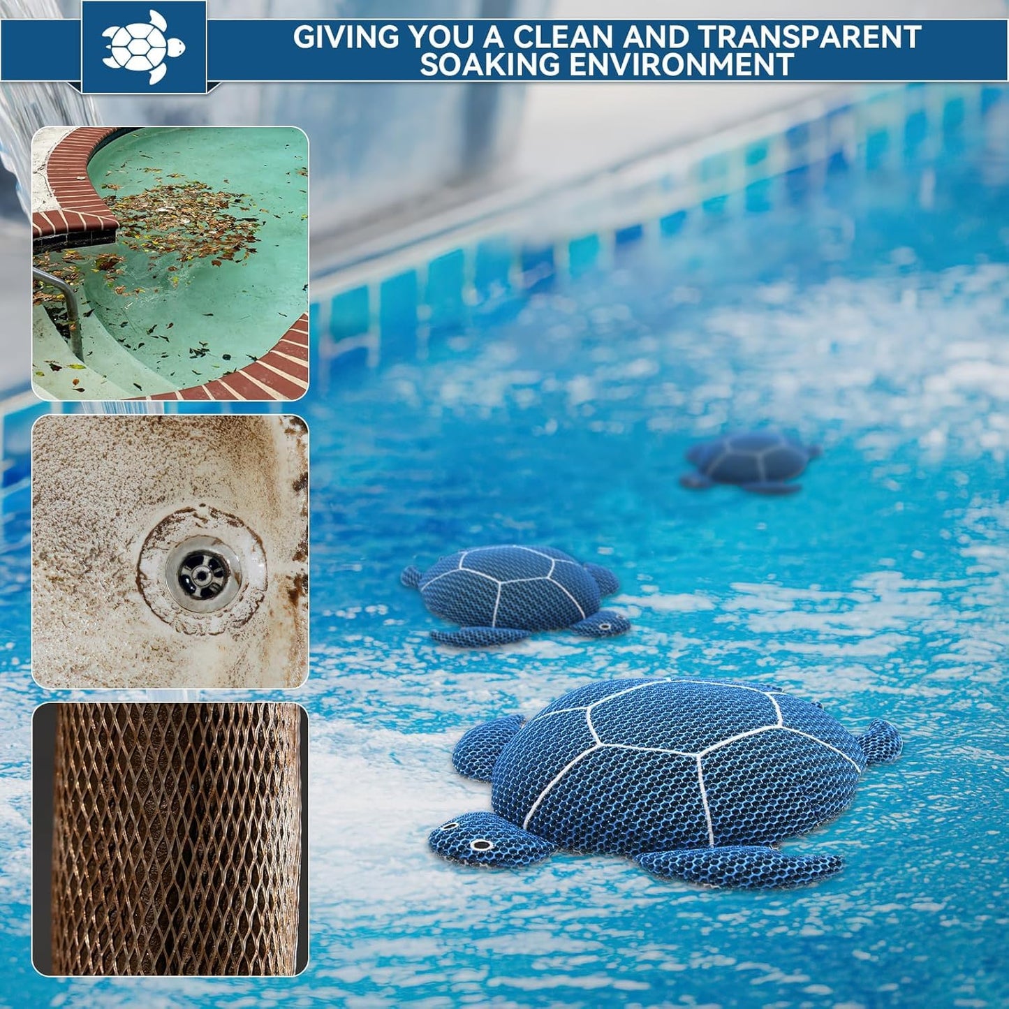 DONJOP 6 Inches Hot Tub Scum Absorber,Hot Tub Sponge for Scum Reusable Spa & Pool Cleaner Hot Tub Oil Absorbing Scum Absorber Keeps Water Clean,Eliminates Scum & Dirt,Blue,2 Pack
