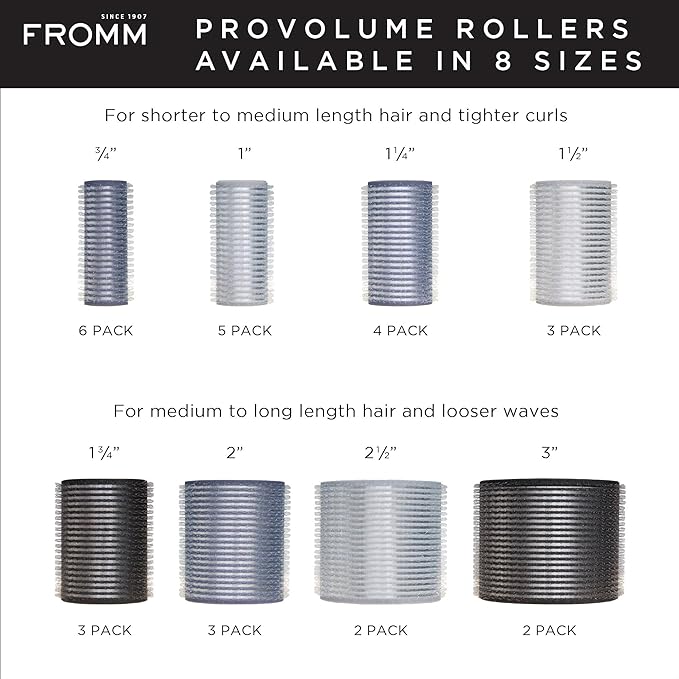 Fromm ProVolume 1" Self-Grip Ceramic Ionic Thermal Hair Rollers, 5 Count, Small Salon Quality Hair Curlers for Shorter Hair, Bangs and Tighter Curls