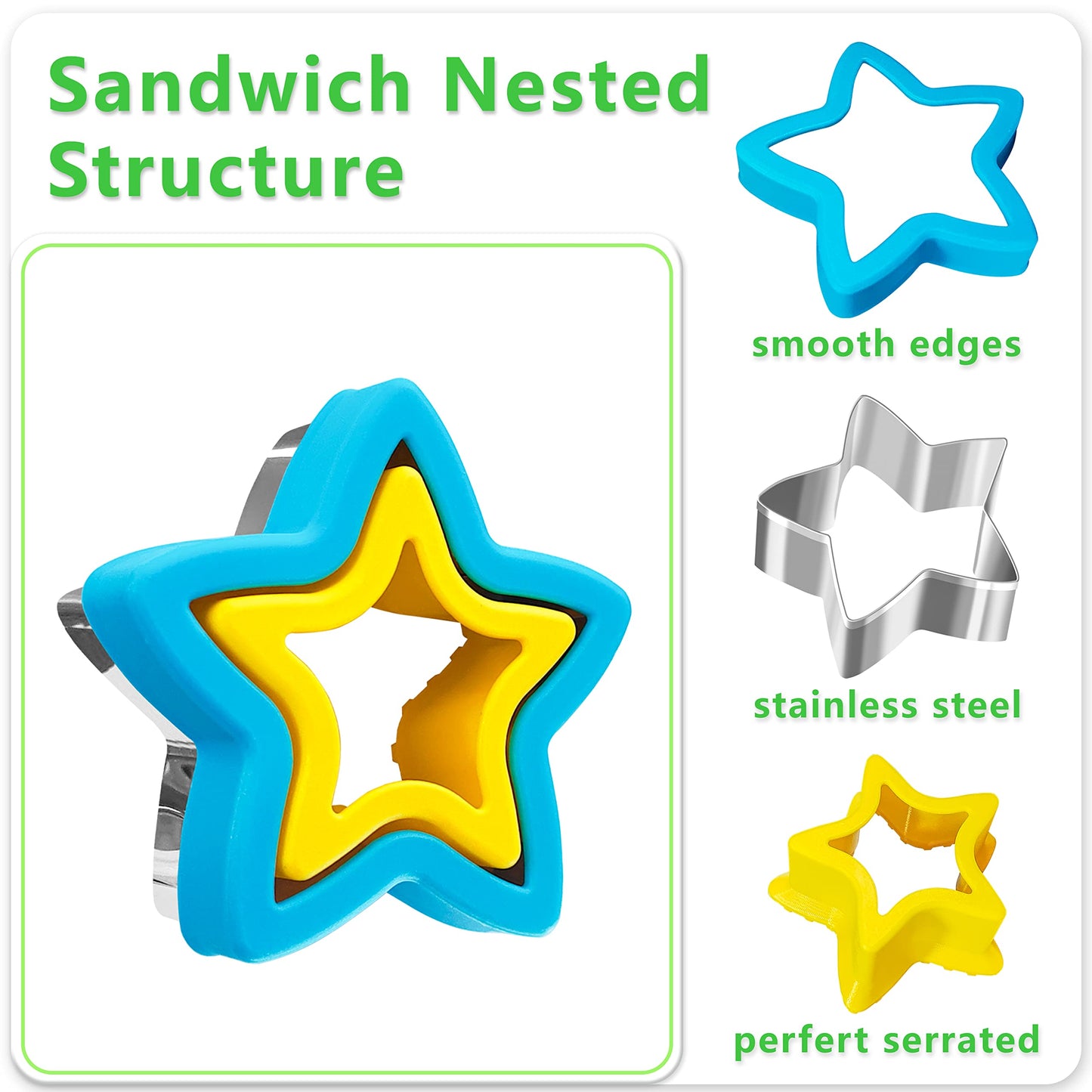 Sandwich Cutters for Kids Lunch,Sandwich Cutter and Sealer,Sandwich Cutter Set,Kids Lunch Accessories-Vegetable Fruit Cutter Set,Micky Mouse,Dinosaur,Star,Gingerbread Man Shapes (38PCS)