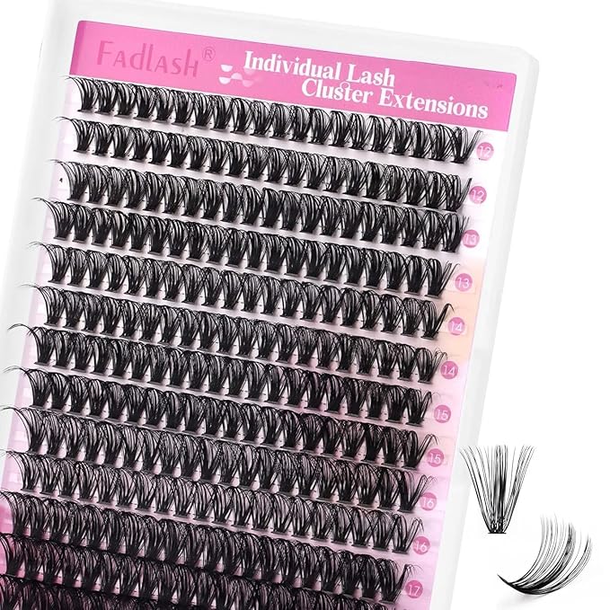 FADLASH Wispy Lash Clusters 280Pcs Individual Natural Eyeslash Cluster 40D Lash Extensions 12-18mm Soft D Curl Fluffy Cluster Eyelash Extension
