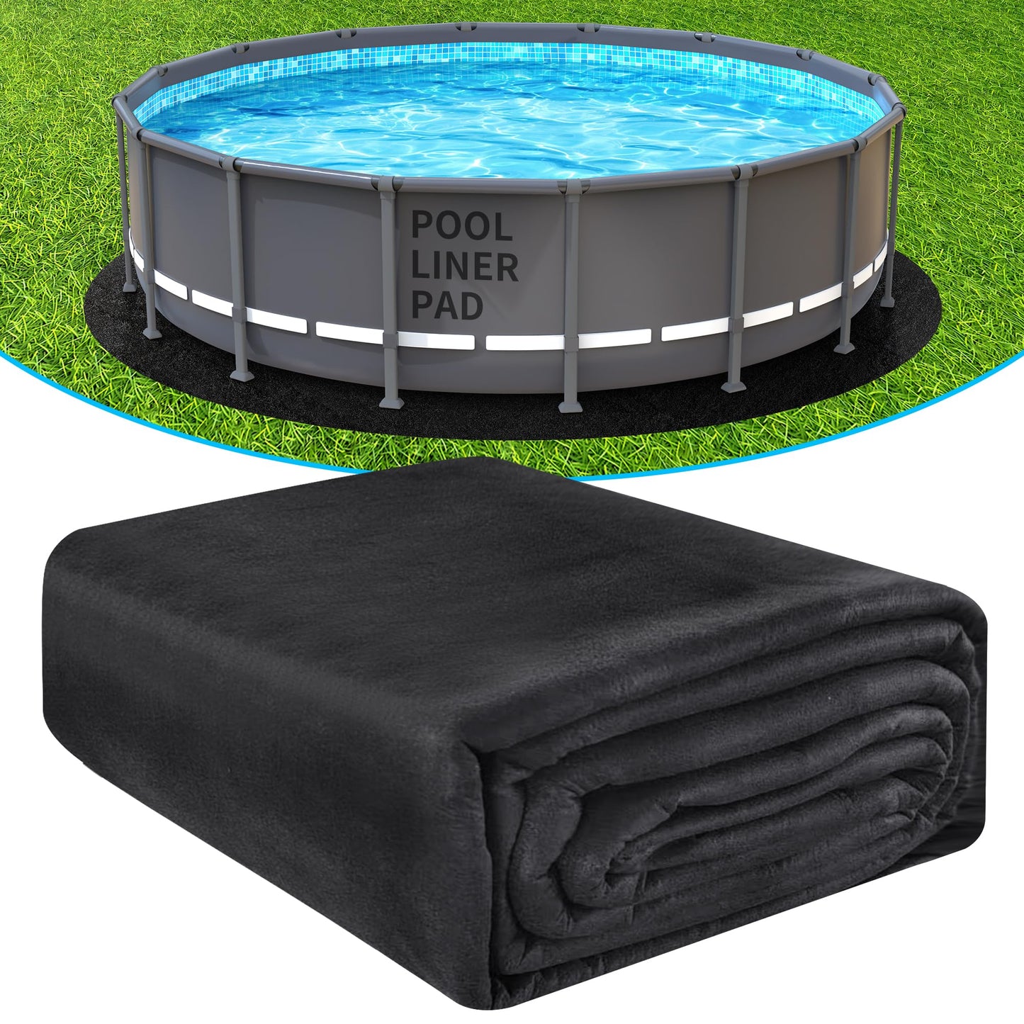 AquaJoyer 18' Round Thicker Heavy Duty Pool Liner Pad for Above Ground Pool, Pool Padding Underlayment for Pool Bottom, Protects Pool Prevents Punctures Weed Barrier Comfortable underfoot