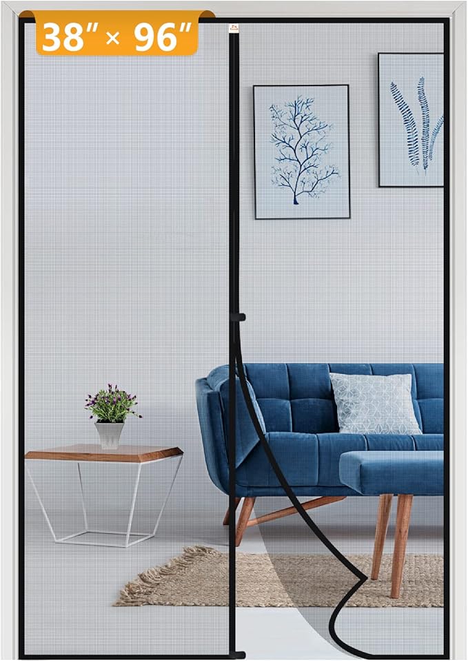 Yotache Magnetic Screen Door Fits Door Size 38 x 96, Screen Size 40" x 97" Strengthened Heavy Duty Fiberglass Net Curtain