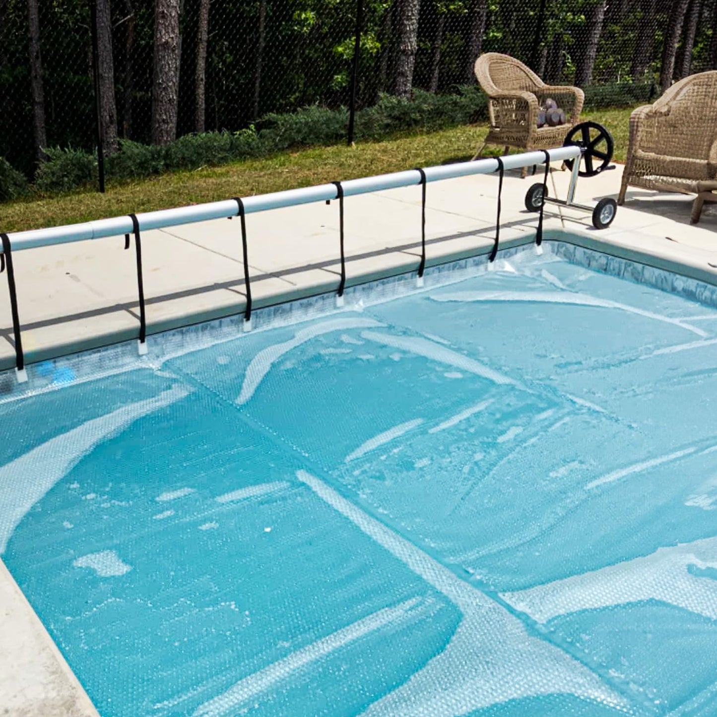 VINGLI 12Mil Solar Pool Cover, Rectangle Solar Blanket-Heavy Duty Solar Pool Cover for Above Ground Pool-Pool Solar Cover for Inground Pool (Clear, 12'x24' Rectangular)