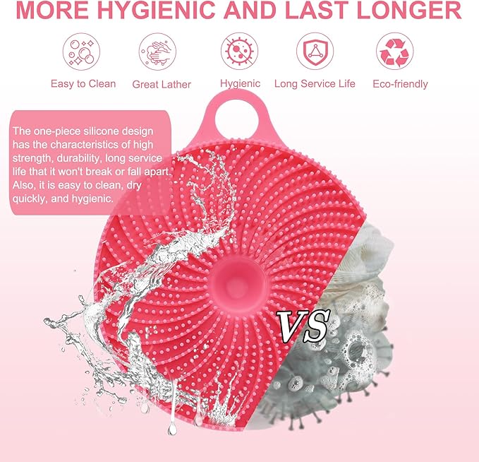 INNERNEED 2-in-1 Silicone Body Scrubber and Scalp Massager Shampoo Brush, Food-Grade Soft Material, More Hygienic, Easily Lather, Convenient for Travel, Gym, Business,etc (Pink)