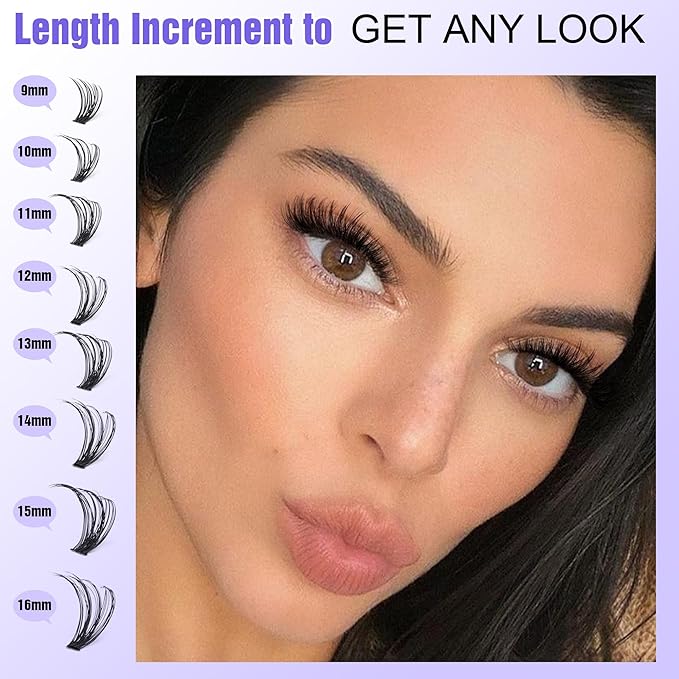 Pawotence Lash Clusters 40D 280pcs Cluster Eyelash Extensions 9-16mm Mix Eyelash Clusters Lash Extension Individual Lashes for Self Application (40D, 0.07D, 9-16mm)