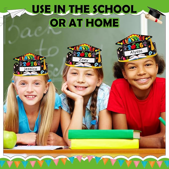 SICOHOME Paper Crown Hats Caps for Kids Paper Crowns for Students Classroom Kindergarten Preschool Party Supplies Adjustable