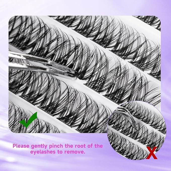 Individual Lashes 120 Cluster Lashes DIY Eyelash Extension Thin Band Wide Stem Lash Clusters with Applicator and Lash Bond and Seal Lash Extension Kit Mix 10-16mm Length C/D-OP01