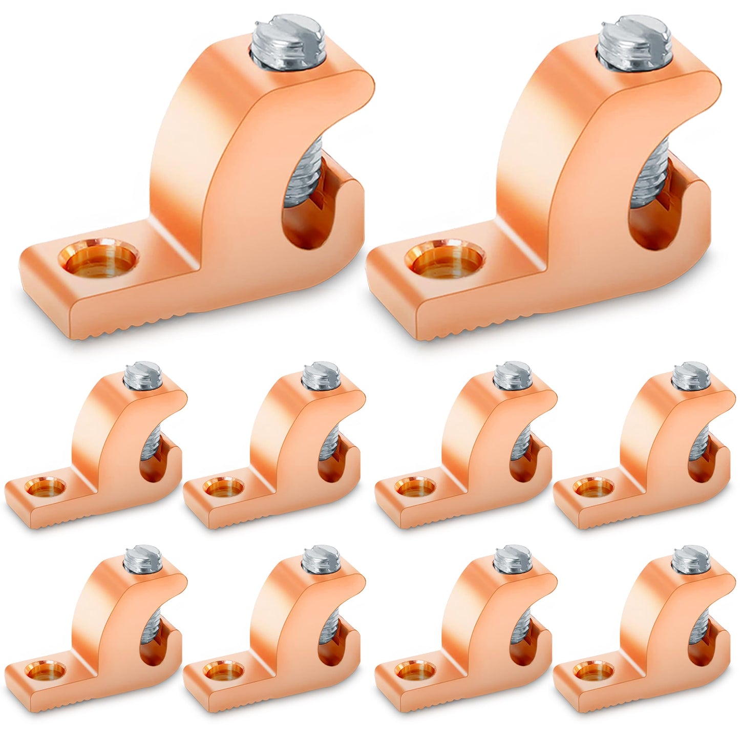 OHLECTRIC Lay-in Grounding Connectors (10-Pack) DB Direct Burial Pool Bonding Lugs, Copper Conductor Ground Wire Lugs for 4-14 AWG Wire Range, Conduits, Swimming Pools, Outdoor Electrical Grounding