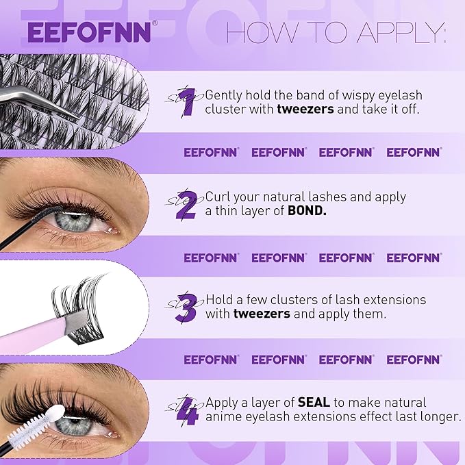 Eefofnn Eyelash Clusters Wispy Cluster Eyelash Extensions Natural Lash Clusters Left+Right Lash Extension CC Curly Individual Lashes 10-15MM Cat Eye Lashes Thin Band Eyelash Extension Easy To Use
