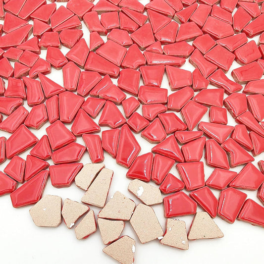 1.1LB Irregular Ceramics Mosaic Tiles, Mosaic Pieces Stones for DIY Mosaic Making Craft Hobby Arts Home Wall Decoration (Red)