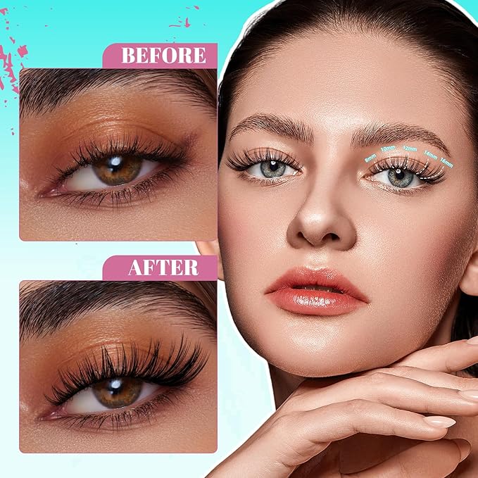 Cluster Lash Extensions 144PCS D Curl Eyelash Clusters with Premium Eyelash Wide Band, Eyelashes Cluster Volume Individual Natural Lashes Cluster(D-Mix,8-18mm)