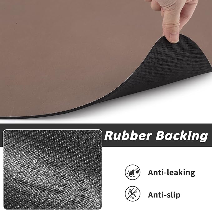 Dog Food Mat - Absorbent Cat Mat for Food and Water, No Stains Pet Feeding Bowl Mat, Easy to Clean Pet Placemats, Quick Dry Dog Water Dispenser Mat for Messy Drinkers | Paw Brown 18"x34"