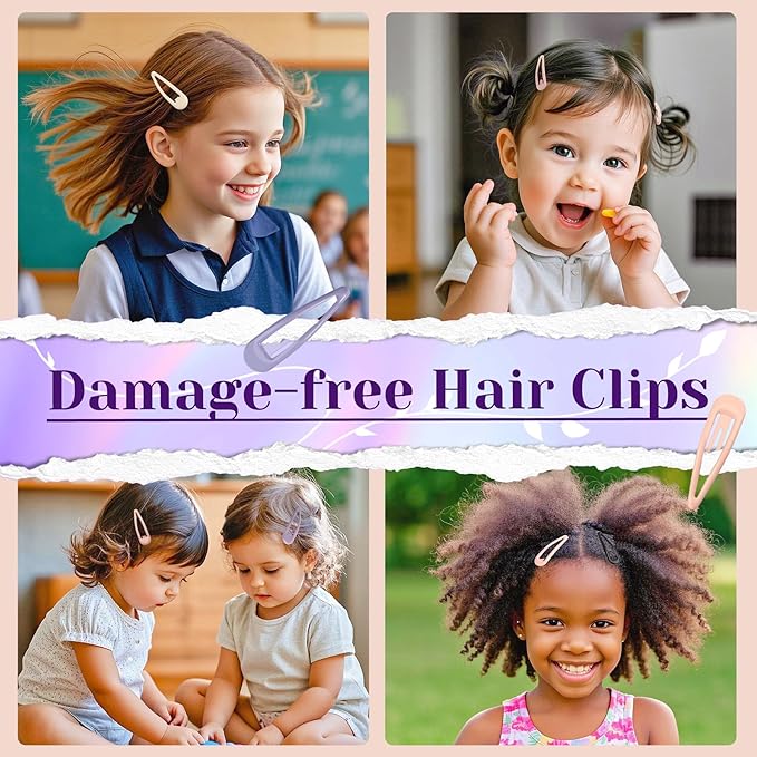 Metal Snap Hair Clips, No Slip Hair Clips for Thick/Thin Hair, 16pcs Medium Barrettes for Women Kids Hairstyle Makeup Accessories (8pcs 2.36inch & 8pcs 2.7inch) (Purple Pink)