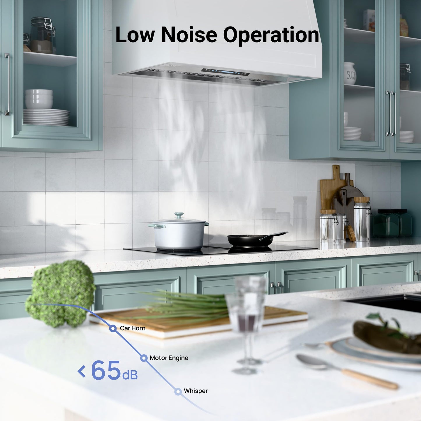 IKTCH 36 inch Built-in/Insert Range Hood 900 CFM, Ducted/Ductless Convertible Duct, Stainless Steel Kitchen Vent Hood with 2 Pcs Adjustable Lights and 3 Pcs Baffle Filters with Handlebar(IKB02-36'')