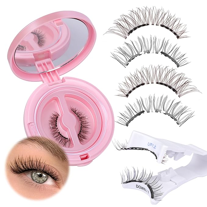 Soft Magnetic Eyelashes Natural Look Wispy Magentic Lashes Reusable Magnetic Eyelashes with Applicator No Glue Needed Press on Brown Magnetic Lashes Quick to Wear by JIMIRE
