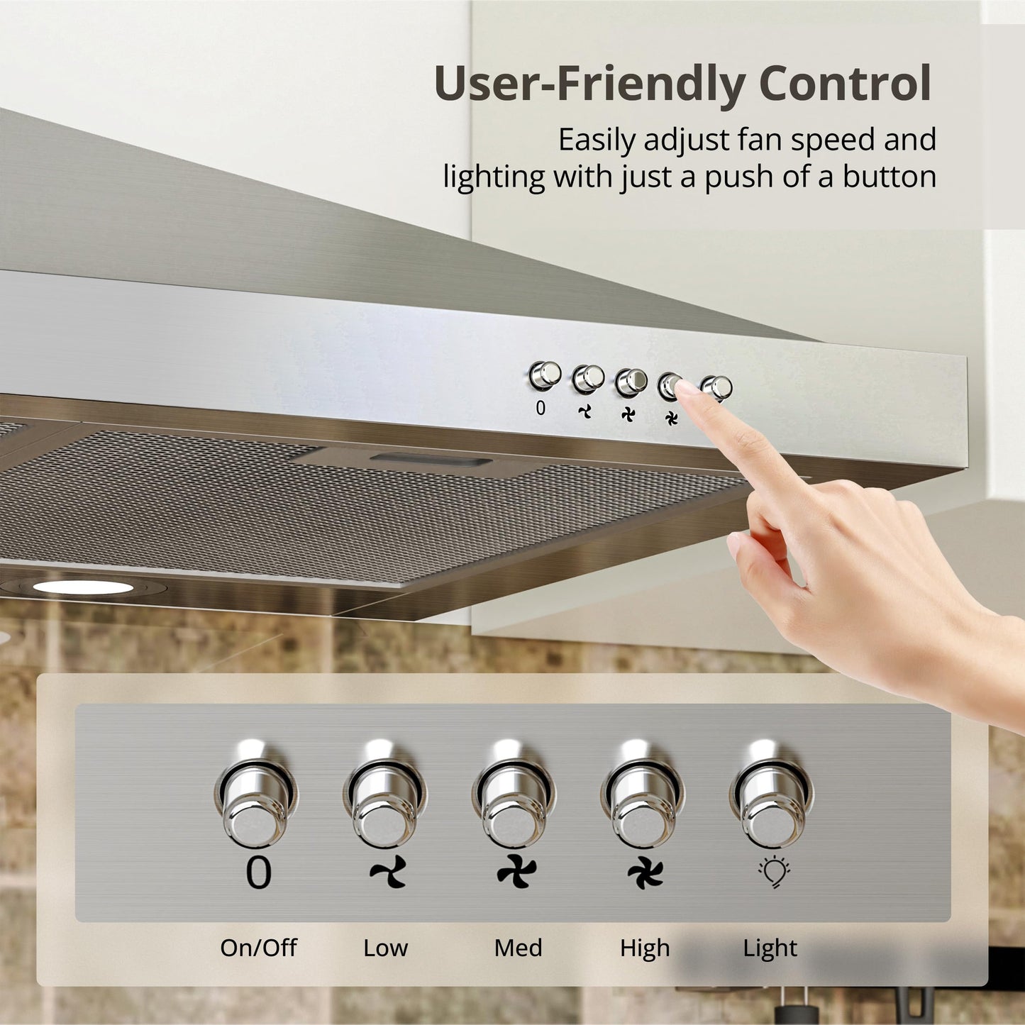 FIREGAS Range Hood 36 inch with Ducted/Ductless Convertible, 450 CFM Stainless Steel Wall Mount Chimney-Style Kitchen Hood, Over Stove Vent Hood with 3 Speed Fan, Charcoal Filters