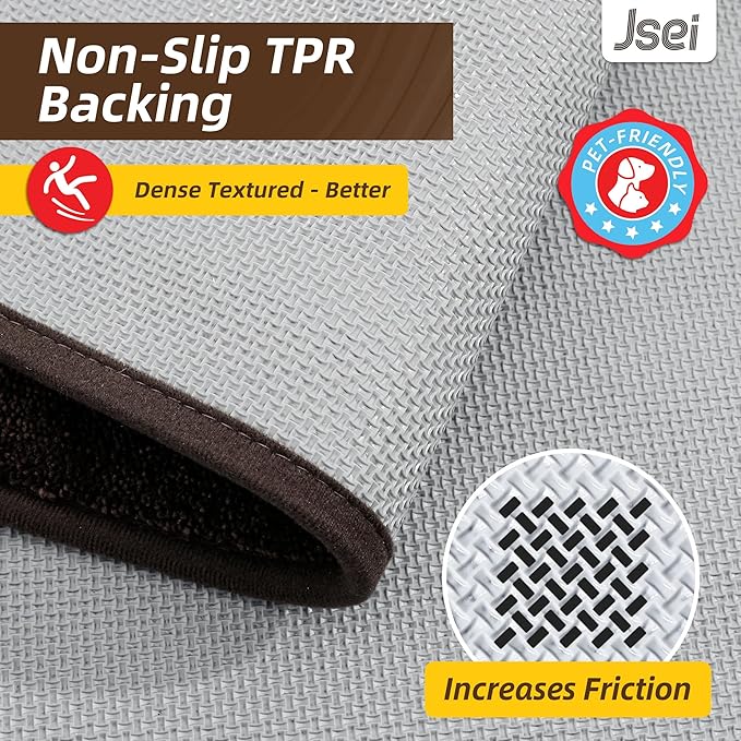 JSEI Entryway Rugs Doormat 32"x48", Non-Slip Dirt Trapper Door Mats Indoor, Washable Absorbent and Stain Resist Welcome Floor Mat for Front Door, Dog Door Mat, Dirty Wet Shoes & Paws, Brown