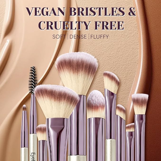 SOYOK Makeup Brush Set, Premium Synthetic Makeup Brushes with 2 Puffs, 8 Pcs Make up Brushes for Powder Concealers Eye Shadows Blush, Brush Kit with Gift Box for Beginners Professional Travel (Sliver)