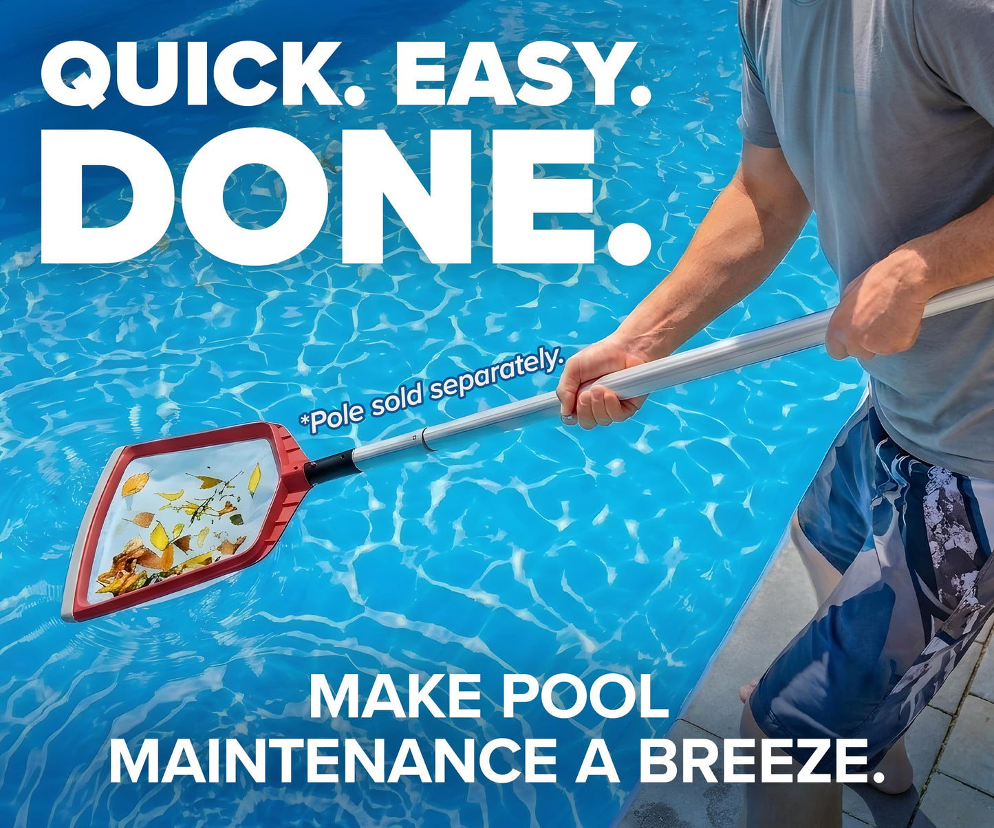 Flat Pool Skimmer Leaf Net for Inground & Above Ground Pools Cleaning // Heavy Duty Pool Leaf Skimmer Replacement Net - 17 Inch Oversized Liner Safe - Protective Rubber Edge (Pole Sold Separately)