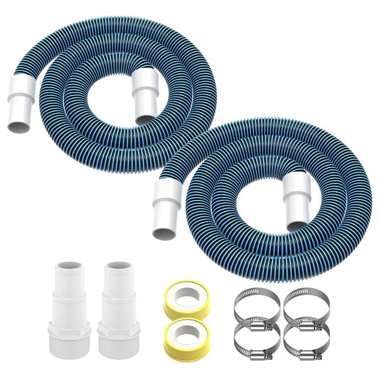 1.5" 6ft Heavy Duty Above Ground Pool Hose Replacement Kit Compatible with Intex Pool Filter Pumps, Includes 2 Durable 6 Foot Hoses, 2 Connection Adapters, 4 Clamps, 2 Tapes