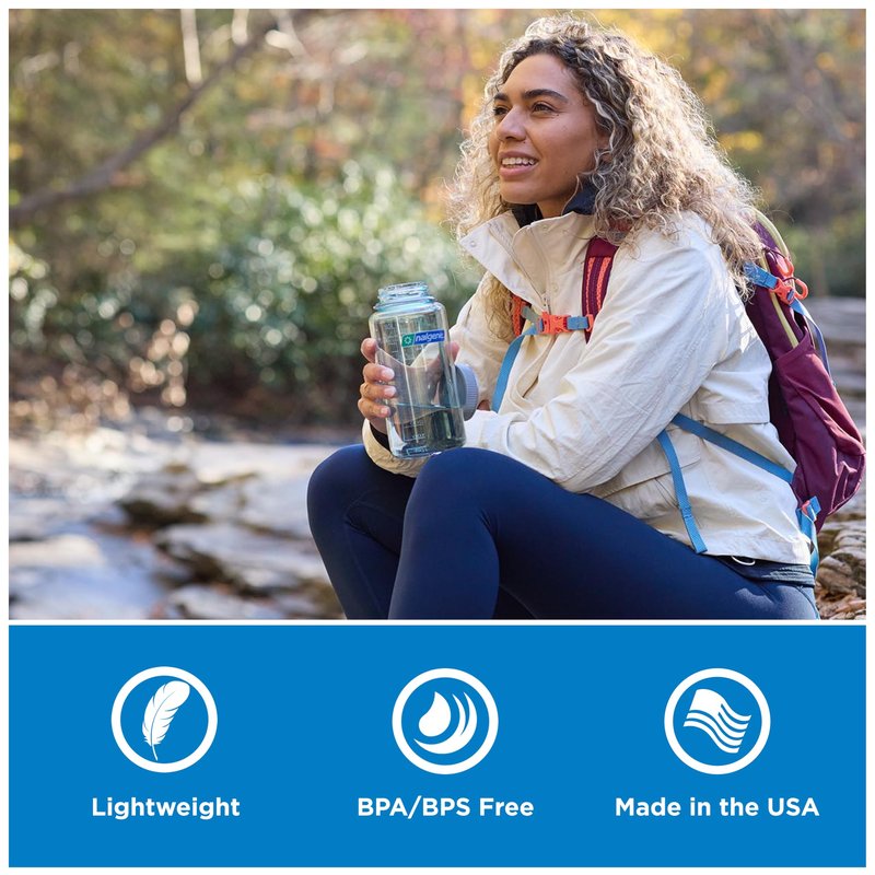 Nalgene 32 oz Wide Mouth Water Bottle | BPA-Free, Durable & Leak Proof, Lightweight Bottle for Hiking & Gym, Work-& Travel, Slate Blue (Pack of 6)