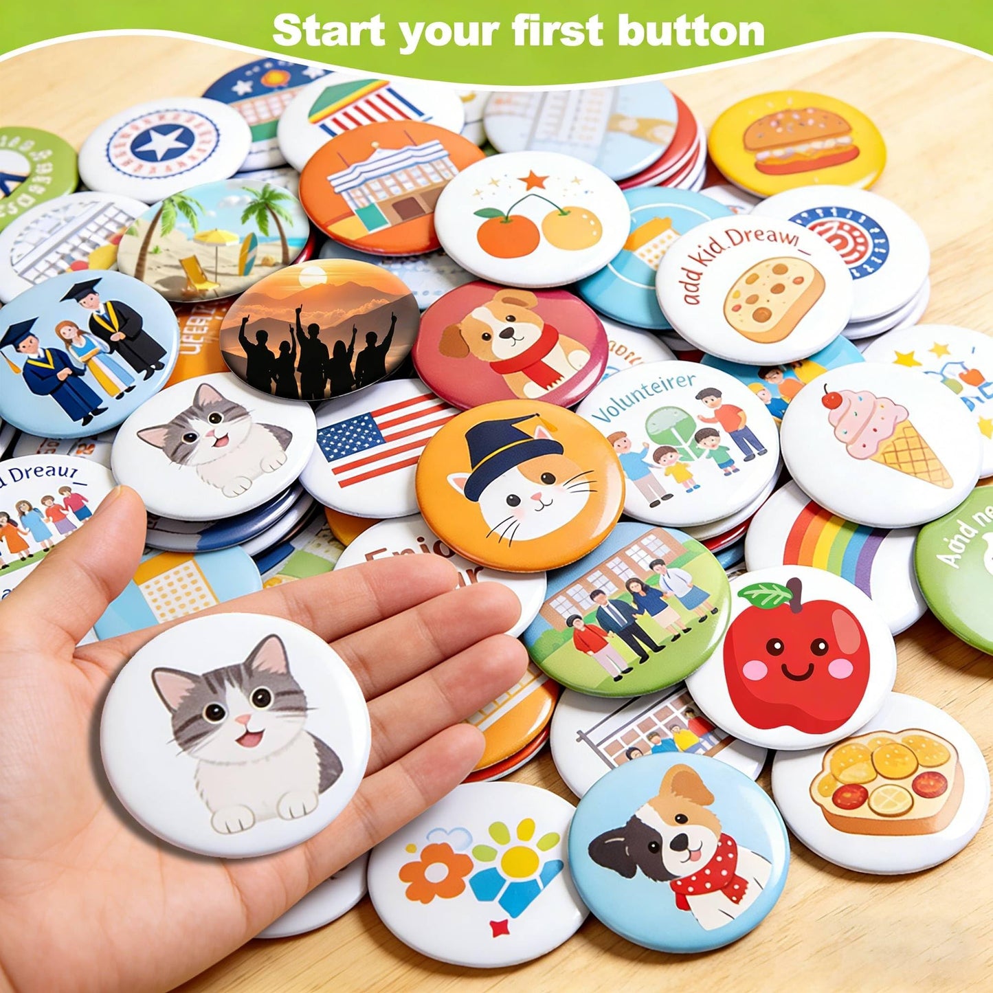 MK.Bear Button Maker Machine 58mm (2.25 in) Installation-Free, DIY Button Pin Maker Machine, Badge Punch Press with Free 100pcs Badge Supplies & Pictures & Circle Cutter & Magic Book