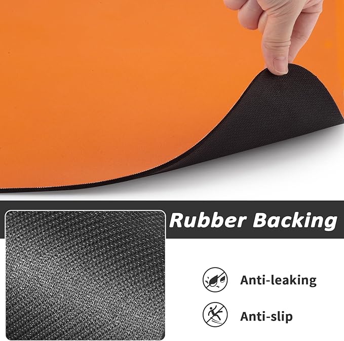 Dog Food Mat - Absorbent Cat Mat for Food and Water, No Stains Pet Feeding Bowl Mat, Easy to Clean Pet Placemats, Quick Dry Dog Water Dispenser Mat for Messy Drinkers | Paw Orange 18"x 28"